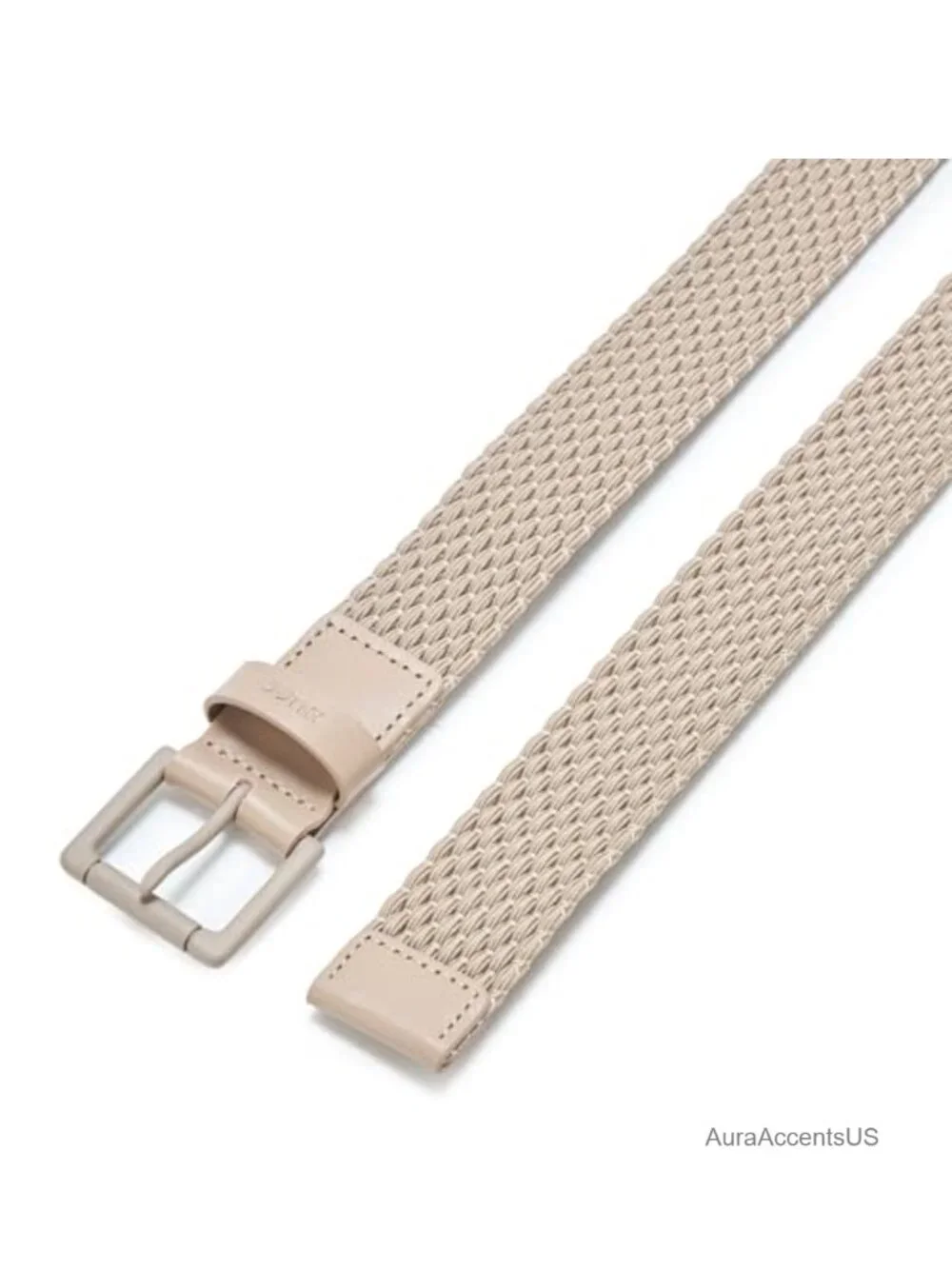 Stretch Woven Braided Belt Cowhide Leather